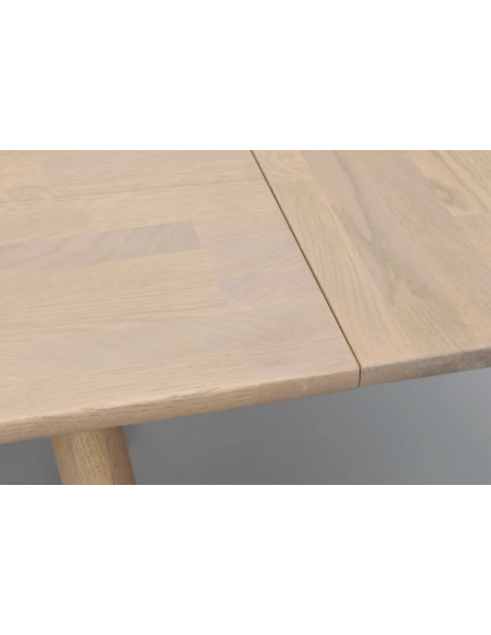 rowico home spisebord i moderne design af egetræ plankebord tillægsplade