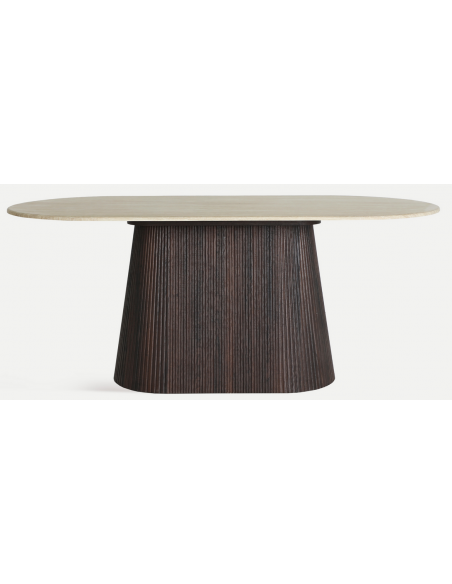 ovalt spisebord travertin sten moderne design marmor
