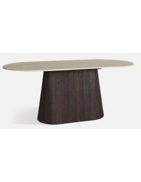 ovalt spisebord travertin sten moderne design marmor