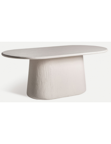 ovalt spisebord travertin hvid moderne design marmor