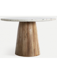 rundt 120 spisebord hvid moderne design terrazzo terrasso beton træ