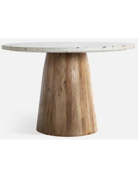 rundt 120 spisebord hvid moderne design terrazzo terrasso beton træ