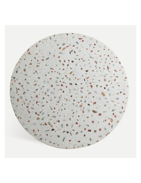 rundt 120 spisebord hvid moderne design terrazzo terrasso beton træ