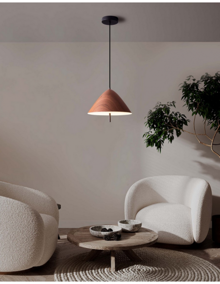 pendellampe loftlampe træ led design spisebord