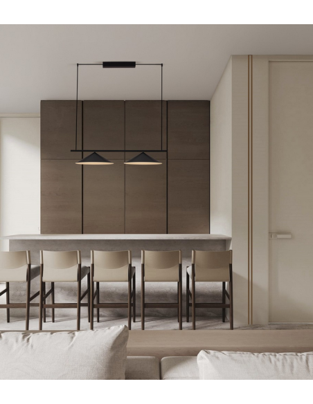 langbordspendel moderne design køkken spisebord sort led