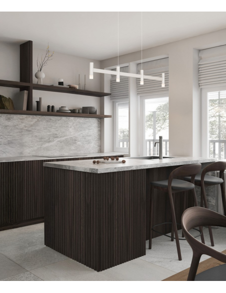 langbordspendel moderne design køkken spisebord hvid led