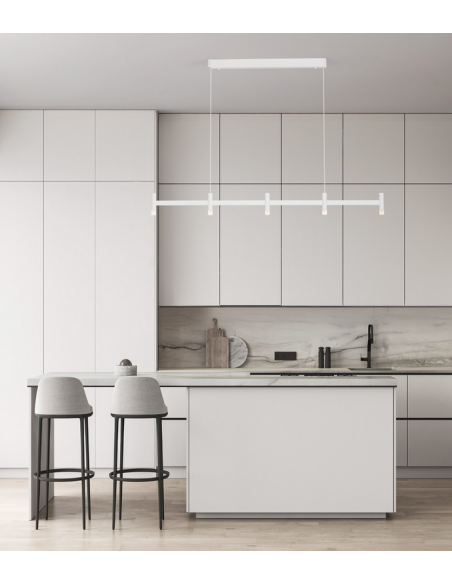 langbordspendel moderne design køkken spisebord hvid led