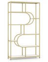 Bogreol i metal og møbelplade H175 x B95 x D30 cm - Guld/Hvid