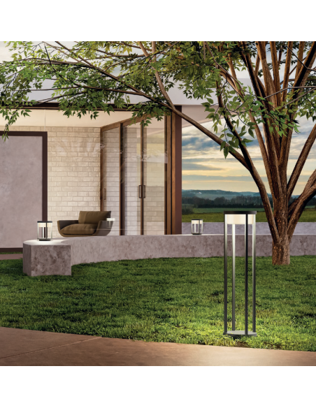 Bedlampe led udendørslamper mørkegrå antracit sokkellampe halvmur sokkel