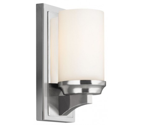 Amalia Badeværelseslampe i stål og glas H40,6 cm 1 x G9 LED - Poleret krom/Hvid