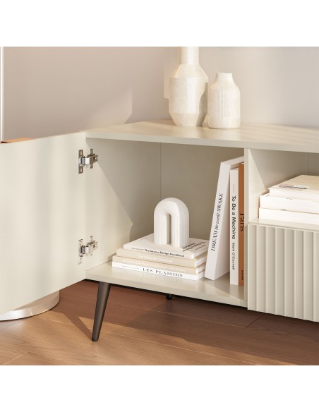 tvbord med opbevaring træ eg opbevaring stuemøbler sand beige