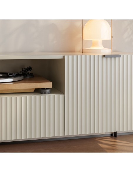 tvbord med opbevaring træ eg opbevaring stuemøbler sand beige