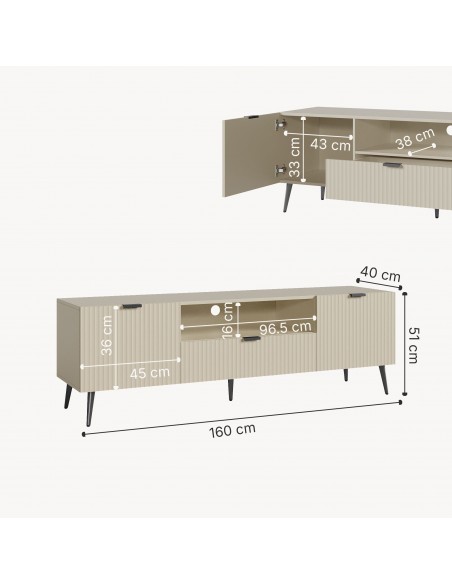 tvbord med opbevaring træ eg opbevaring stuemøbler sand beige