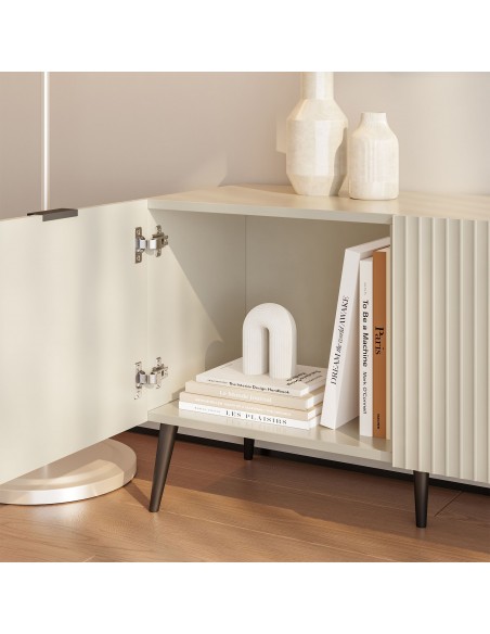 tvbord med opbevaring træ eg opbevaring stuemøbler sand beige