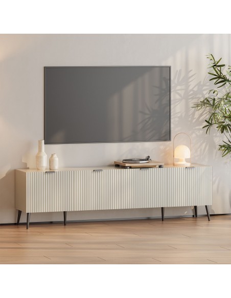 tvbord med opbevaring træ eg opbevaring stuemøbler sand beige