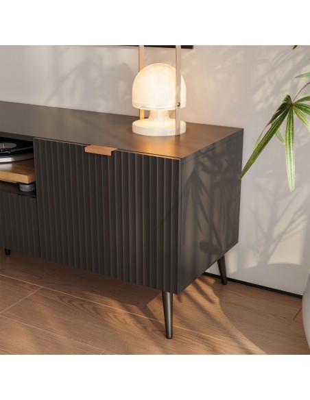 tvbord med opbevaring træ eg opbevaring stuemøbler sort