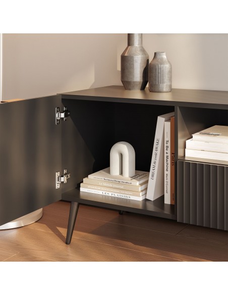 tvbord med opbevaring træ eg opbevaring stuemøbler sort