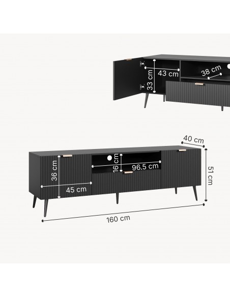 tvbord med opbevaring træ eg opbevaring stuemøbler sort