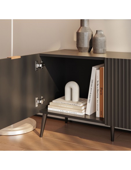 tvbord med opbevaring træ eg opbevaring stuemøbler sort