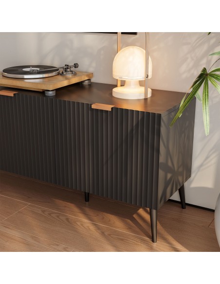 tvbord med opbevaring træ eg opbevaring stuemøbler sort