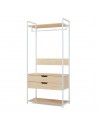 Garderobe i metal og møbelplade 180 x 84 x 40 cm - Hvid/Natur