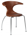 FLAIR Spisebordsstol i metal og læder H83,5 cm - Krom/Brun