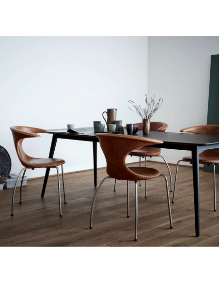 spisebordsstole armlæn brun cognac ægte læder danform dan form dansk design moderne