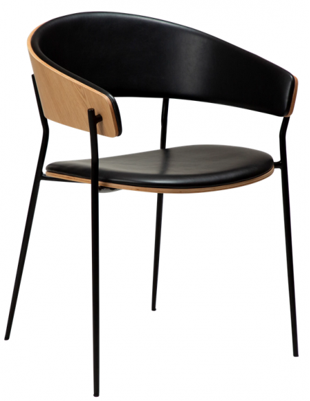 spisebordsstole armlæn sort læder danform dan form dansk design moderne eg