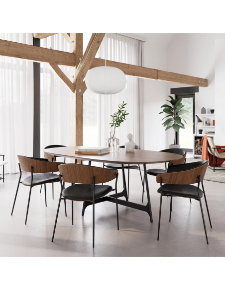 spisebordsstole armlæn sort læder danform dan form dansk design moderne eg