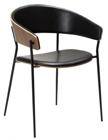 spisebordsstole armlæn sort læder danform dan form dansk design moderne valnød