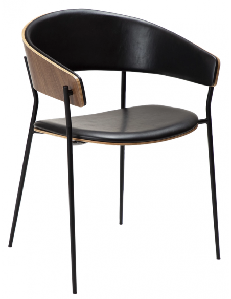 spisebordsstole armlæn sort læder danform dan form dansk design moderne valnød