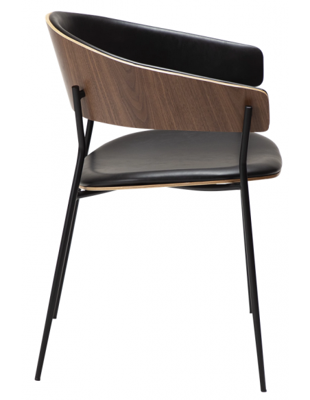 spisebordsstole armlæn sort læder danform dan form dansk design moderne valnød