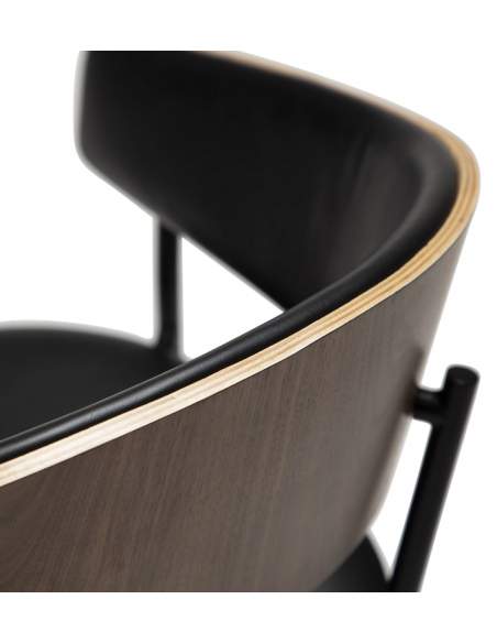 spisebordsstole armlæn sort læder danform dan form dansk design moderne valnød