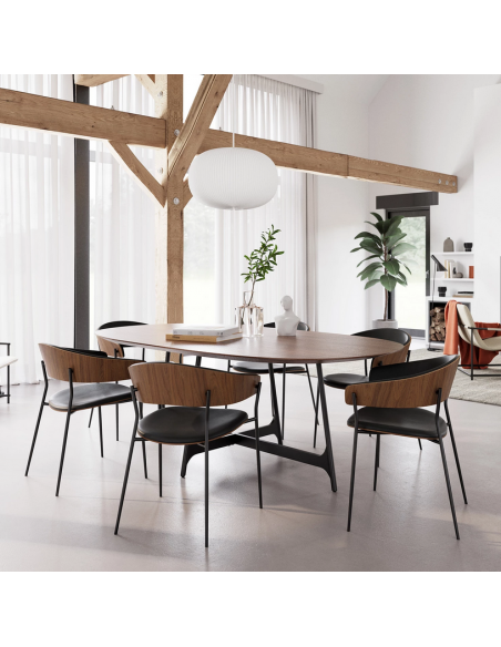 spisebordsstole armlæn sort læder danform dan form dansk design moderne valnød