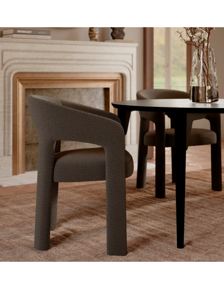 spisebordsstole brun armlæn stof boucle danform dan form dansk design moderne