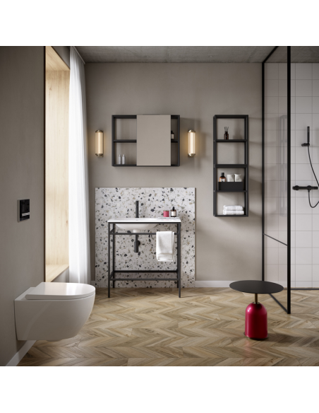 hvidt toilet væg væghængt vægmonteret cisterne indbygget