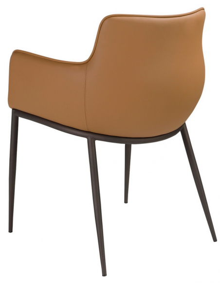 spisebordsstol med armlæn læder brun cognac erhvervsindretning restaurantmøbler