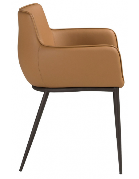 spisebordsstol med armlæn læder brun cognac erhvervsindretning restaurantmøbler