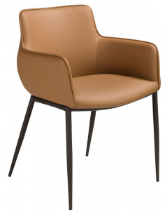 spisebordsstol med armlæn læder brun cognac erhvervsindretning restaurantmøbler