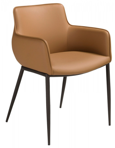 spisebordsstol med armlæn læder brun cognac erhvervsindretning restaurantmøbler