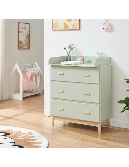 puslekommode puslebord pusleplads børn børneværelse indretning grøn træ moderne design