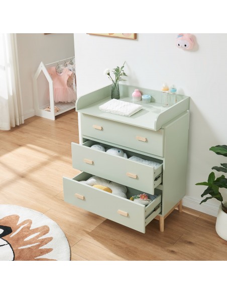 puslekommode puslebord pusleplads børn børneværelse indretning grøn træ moderne design