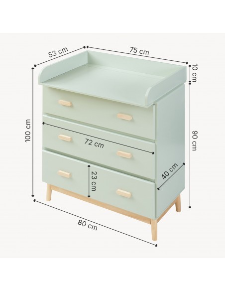 puslekommode puslebord pusleplads børn børneværelse indretning grøn træ moderne design