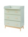 Puslekommode til børneværelset i MDF H100 x B80 x D40/53 cm - Mintgrøn/Natur