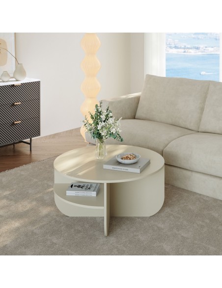 sofabord sidebord stuemøbler rundt moderne design beige