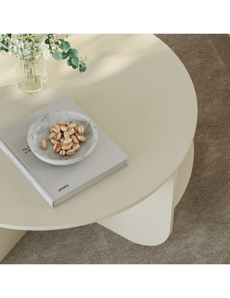 sofabord sidebord stuemøbler rundt moderne design beige