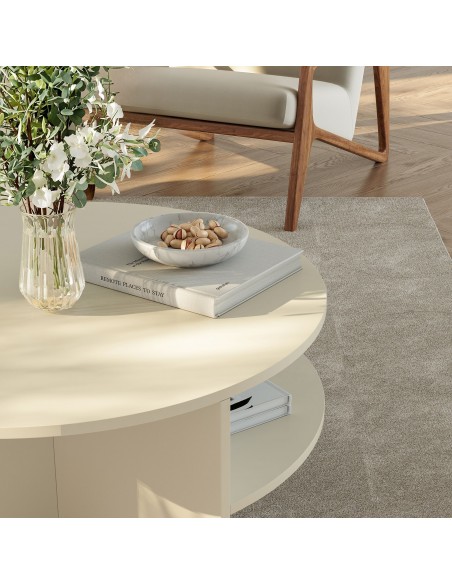 sofabord sidebord stuemøbler rundt moderne design beige
