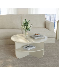 sofabord sidebord stuemøbler rundt moderne design beige 2