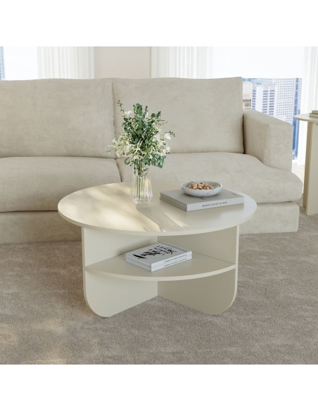 sofabord sidebord stuemøbler rundt moderne design beige