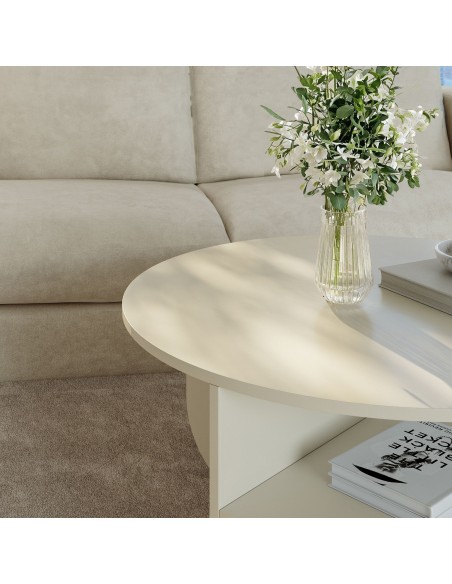 sofabord sidebord stuemøbler rundt moderne design beige